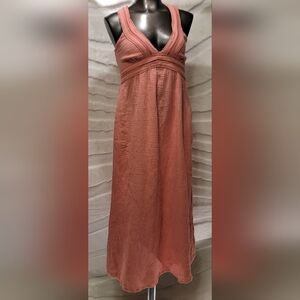 Steve Madden Taryn Tiered Midi Dress Cotton Gauze Midi Rose Mauve Size XS